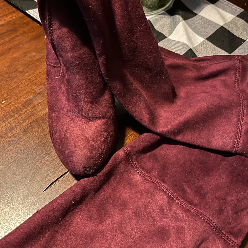 Red tall boots